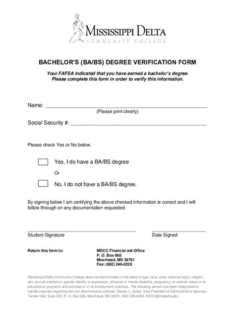 Fillable Online Bachelors Babs Degree Verification Form Fax Email