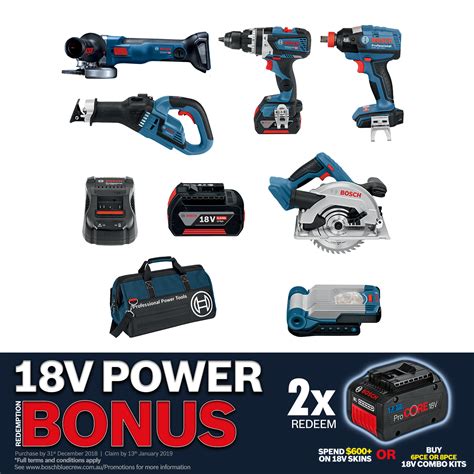 Bosch Professional 18v 6 Piece Cordless Combo Kit Bunnings Warehouse