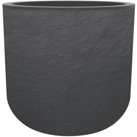 Pot De Fleurs Rond En Plastique Eda Volcania Up Anthracite Cm