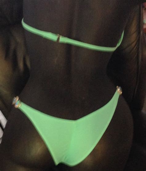 Style 1005 Back Mint Green Competition Bikini With Rhinestone