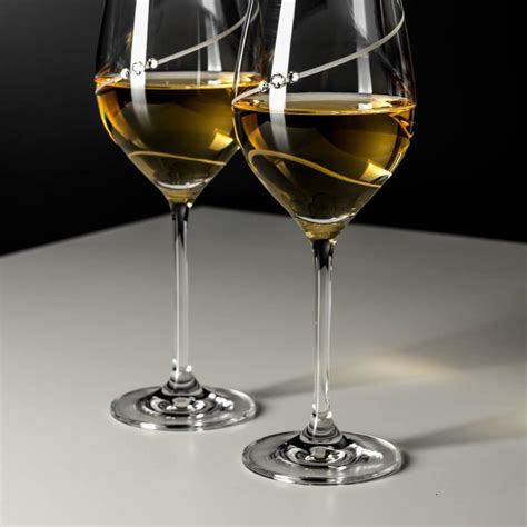 Silhouette Crystal White Wine Glasses With Swarovski Crystals Set Of 2