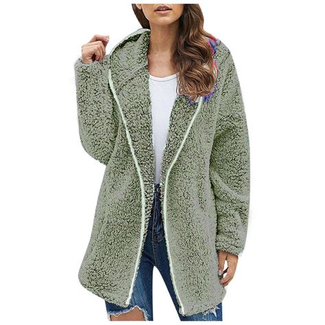 Hapimo Discount Winter Sherpa Coats For Women Solid Open Front Padded