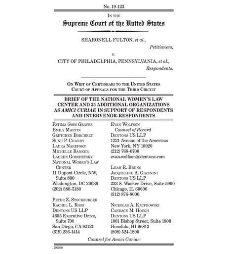 Nwlc Files Amicus Brief To The Supreme Court In The Case Of Fulton V City Of Philadelphia Nwlc