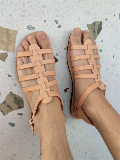 Gladiator Sandals Men Greek Leather Sandals Mens Summer Strappy Sandal Spartan Sandal T