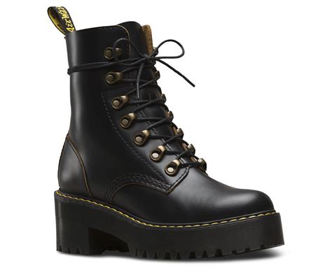 Combat Boots Nib Dr Martens Leona Eye Women Mid Heel Combat Boots