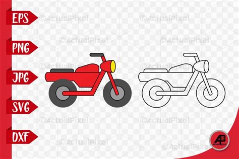 Motorcycle Outline with Color Clipart