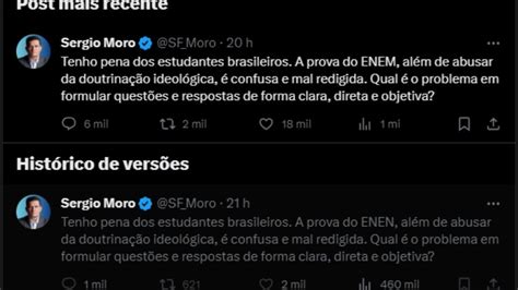 Moro Critica Enem Mas Escreve Nome Do Exame Errado