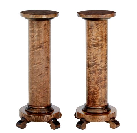 Pair Of Birch Art Deco Pedestals Debenham Antiques