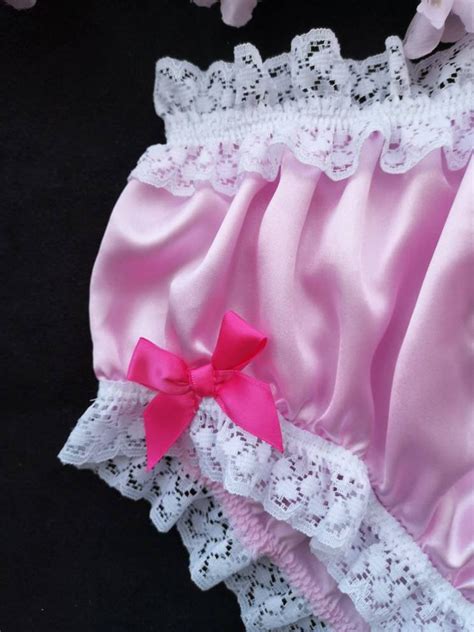 Baby Pink Satin Bikini Panties Gingham Trim Sissy Knickers Etsy