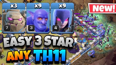 Th11 Golem Bowler Witch Attack With 8 Zap Spell Best Th11 Attack