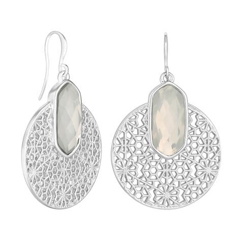 Mood Mood Silver Moonstone Statement Filigree Drop Earrings Jewellery