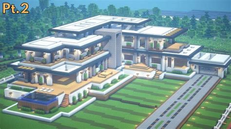 Minecraft Modern Mansion Tutorial Part 2 Architecture Build 13 En 2024 Paysage Minecraft