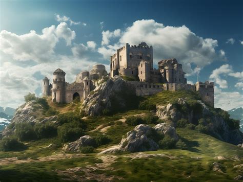 Paisagem De Fantasia Um Castelo De Fantasia No Penhasco