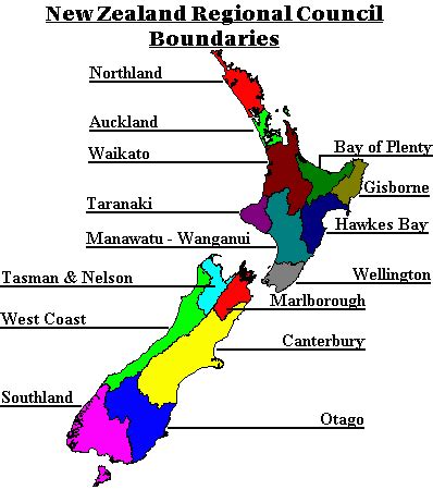 New Zealand Regions Map - ToursMaps.com