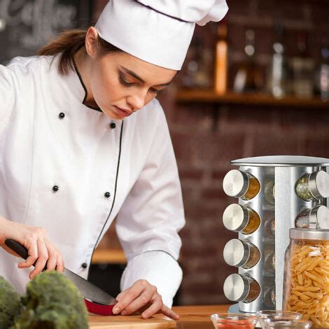 Relaxdays Tourniquet à épices avec 16 pots étagère rotative à 360