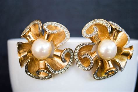 Boucles Doreilles Vintage PEARL FLOWER Clip Etsy France