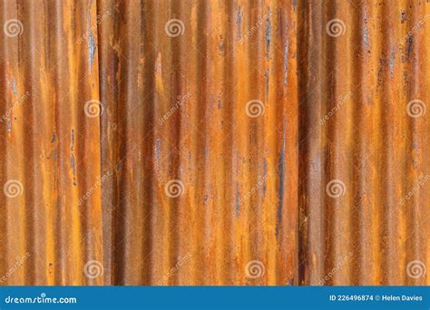 Close Up Of Rusty Corrugated Iron Metal Roofing Sheets Stock Photo