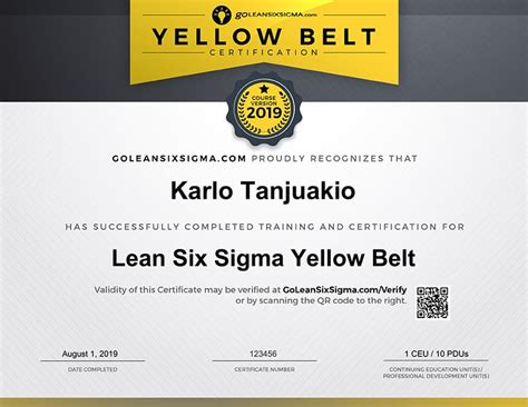 Best Of Best Six Sigma Yellow Belt Certification Lean Six Sigma Yellow