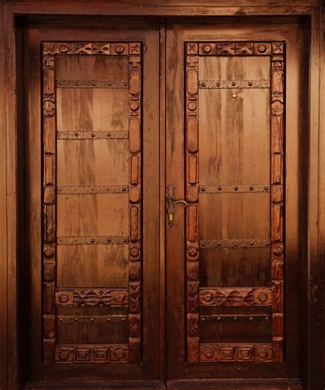 Carved Solid Wood Doors Interior Antique Dark Brown Wooden Door