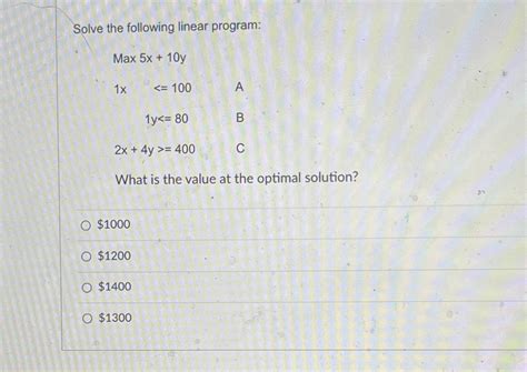 Solved Solve The Following Linear