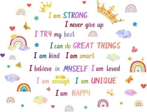 Superdant Positive Affirmations Wall Stickers Girl Crown Wall Decal