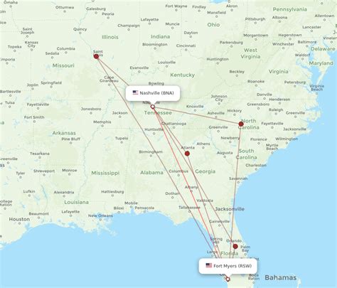 All Flight Routes From Fort Myers To Nashville Rsw To Bna Flight Routes