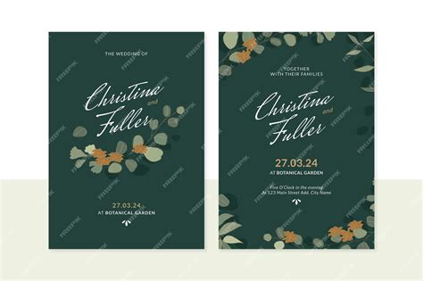 Premium Vector | Rustic wedding invitation template