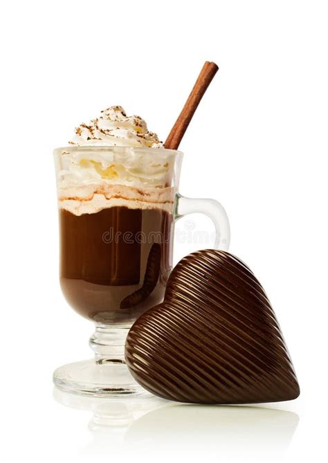 Hot Chocolate In A Glass And Chocolate Heart Stock Image Image Of Handle Foam 50953501
