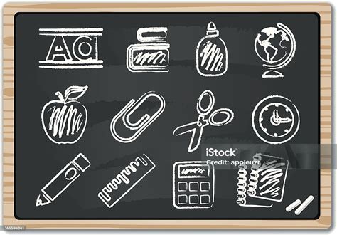 School Chalk Icons Stock Illustration Download Image Now Chalk