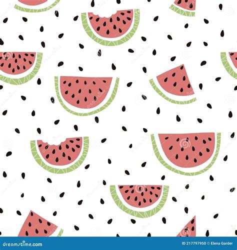 Watermelon Slice Seamless Pattern Summer Fruit Print For Wallpaper Or Fabric Textile Desing