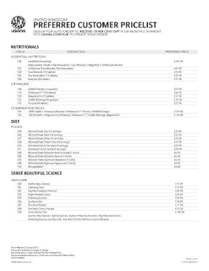 Fillable Online Preferred Customer Pricelist Usana Fax Email Print