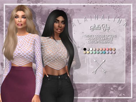 Alaina Lina Stella Top Tops Sims 4 Clothing Sims