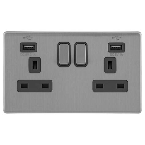 Wall Socket Usb Screwless Gang Switched Socket Outlet