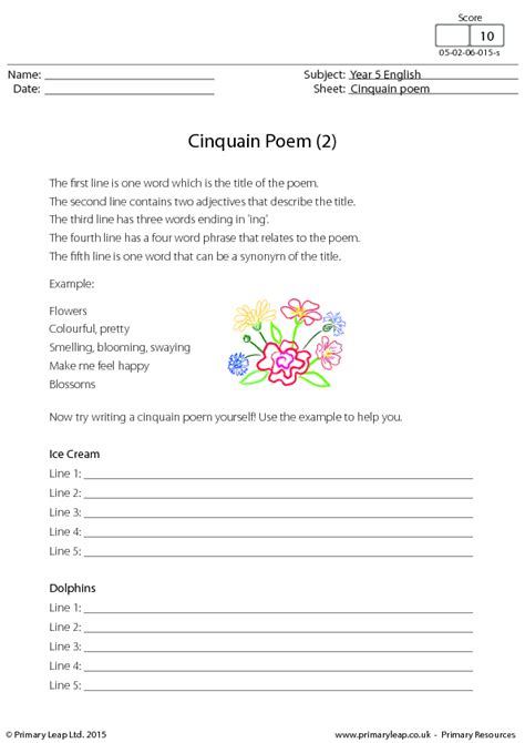 Cinquain Poem Template Printable - Printable Word Searches