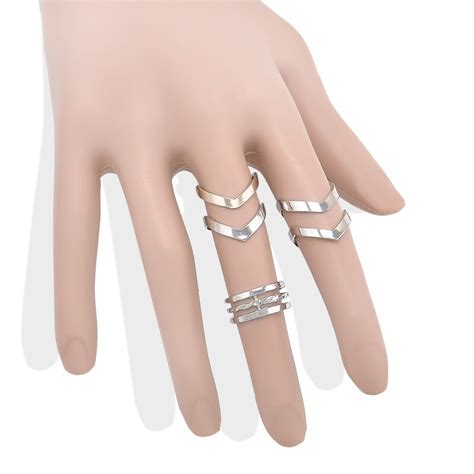 3Pcs Charming Women Rings Female Gold Silver Stack Plain Band Midi Mid