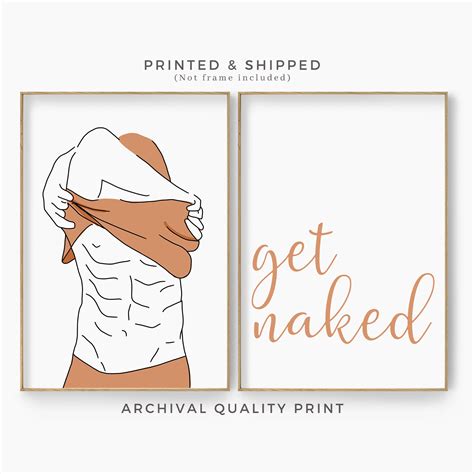 Get Naked Man Poster Set Gift Art For Him Bathroom Wall Etsy