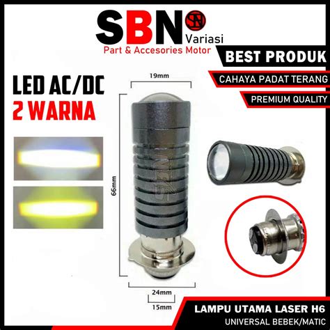 Jual LED H6 Laser Warna Putih Kuning Lampu Utama Depan Bebek Matic