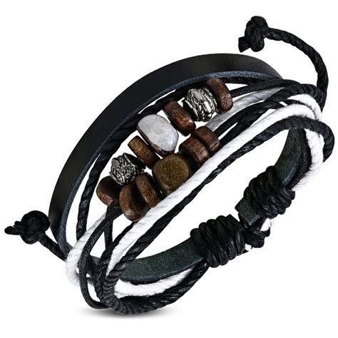 Bracelet Homme Cuir Zense Zb Bois Et Acier Noir Gris Et Marron