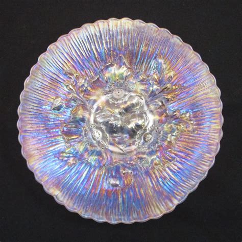 Antique Northwood Ice White Poppy Show Carnival Glass Plate Carnival Glass