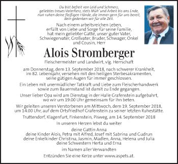 Traueranzeigen Von Alois Stromberger Trauer Kleinezeitung At