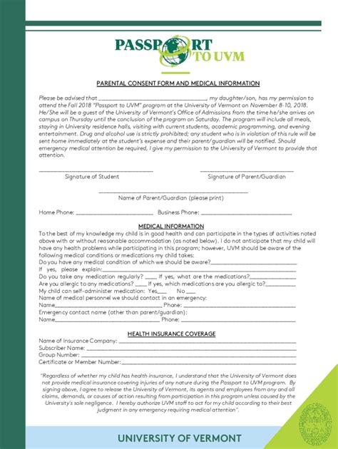 Fillable Online Parental Permission And Medical Consent Form For