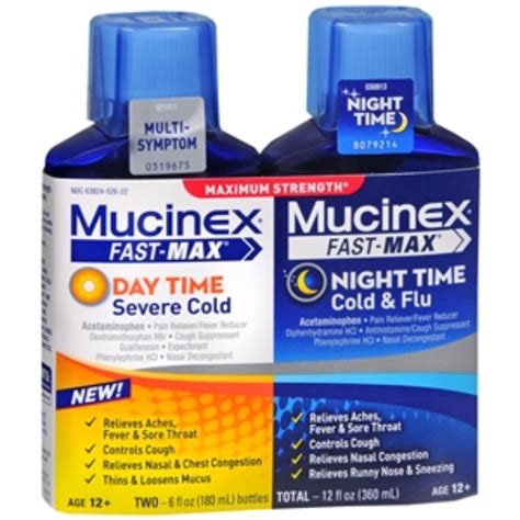 Mucinex Fast Max Severe Cold And Cold Flu Liquids Day Night 12 Fl