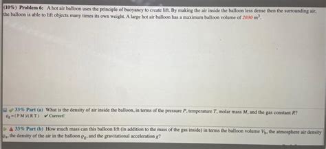 Solved 10 Problem 6 A Hot Air Balloon Uses The Chegg