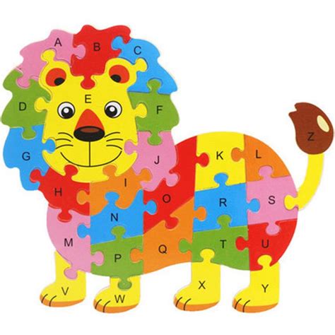 Wooden Abc Alphabet Animal Puzzle Kids Young Children Educational