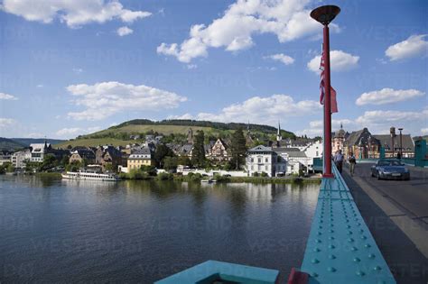 Germany Rhineland Palatinate Traben Trarbach View Over Moselle River