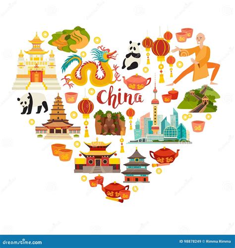 China Landmarks Vector Icons Illustration Stock Vector - Illustration of icons, asian: 98878249