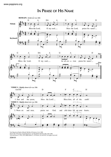 Hymn In Praise Of His Name Sheet Music Pdf Free Score Download ★