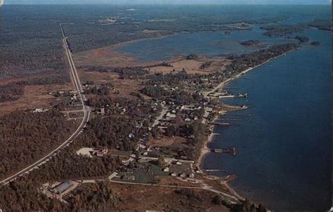 Aerial View of Hessel, Michigan Postcard