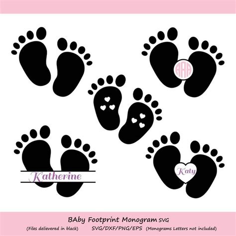 Baby Fußabdruck SVG Datei Baby Füße SVG Baby Füße Monogramm SVG Baby