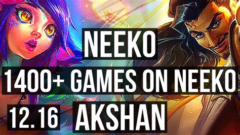 Neeko Vs Akshan Mid 7 1 6 1400 Games 1 8m Mastery Godlike Kr